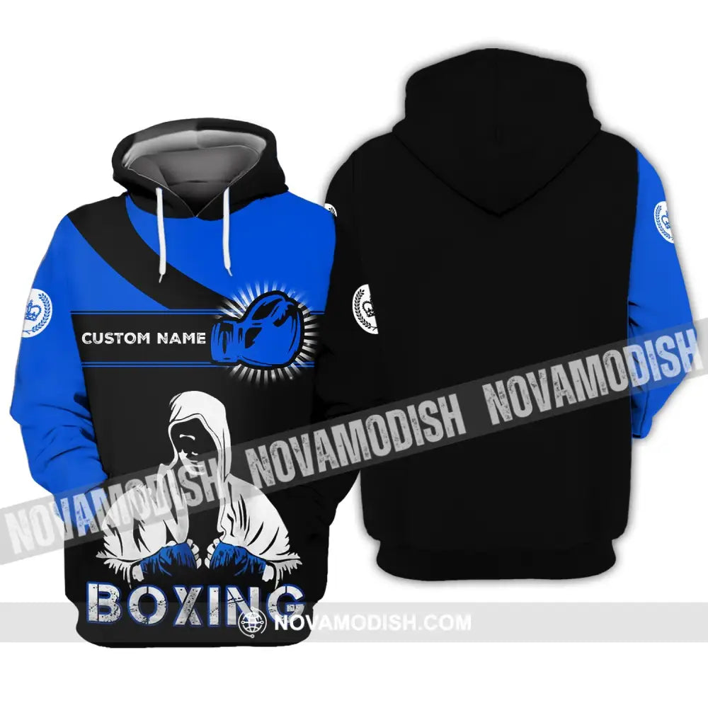 Unisex Shirt - Custom Name Shirt - Gift For Boxing Lover Royal Blue And Black Shirt Hoodie / S T-shirt