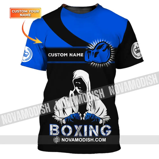 Unisex Shirt - Custom Name Shirt - Gift For Boxing Lover Royal Blue And Black Shirt T-shirt