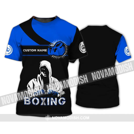 Unisex Shirt - Custom Name Shirt - Gift For Boxing Lover Royal Blue And Black Shirt T-Shirt / S T-shirt