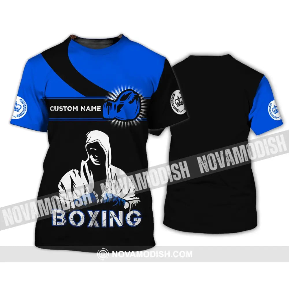 Unisex Shirt - Custom Name Shirt - Gift For Boxing Lover Royal Blue And Black Shirt T-Shirt / S T-shirt