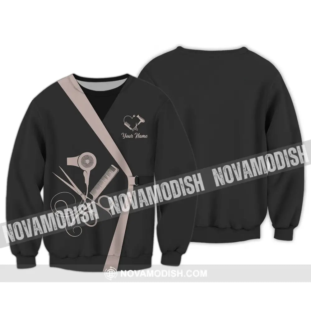 Unisex Shirt - Custom Name Shirt - Gift For Hairdresser Lover Custom Name Hairdresser Dark 3D Shirt Long Sleeve / S
