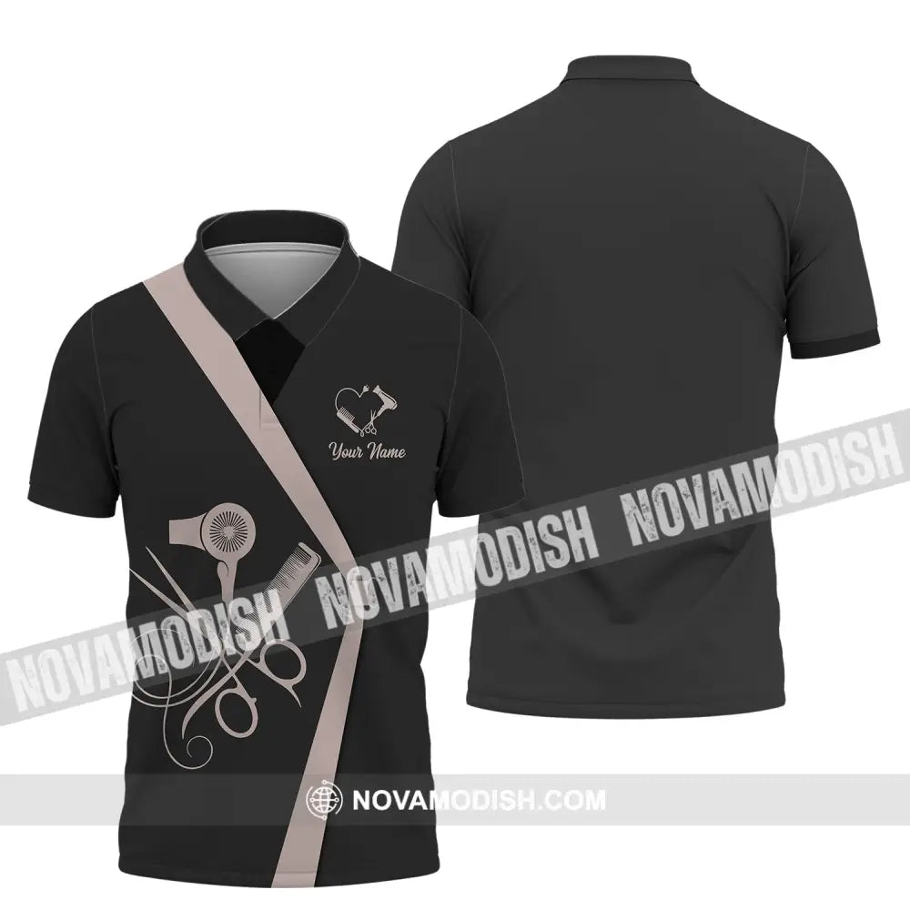 Unisex Shirt - Custom Name Shirt - Gift For Hairdresser Lover Custom Name Hairdresser Dark 3D Shirt Polo Shirt / S
