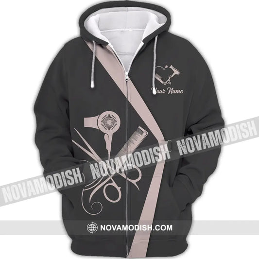 Unisex Shirt - Custom Name Shirt - Gift For Hairdresser Lover Custom Name Hairdresser Dark 3D Shirt Zipper Hoodie / S