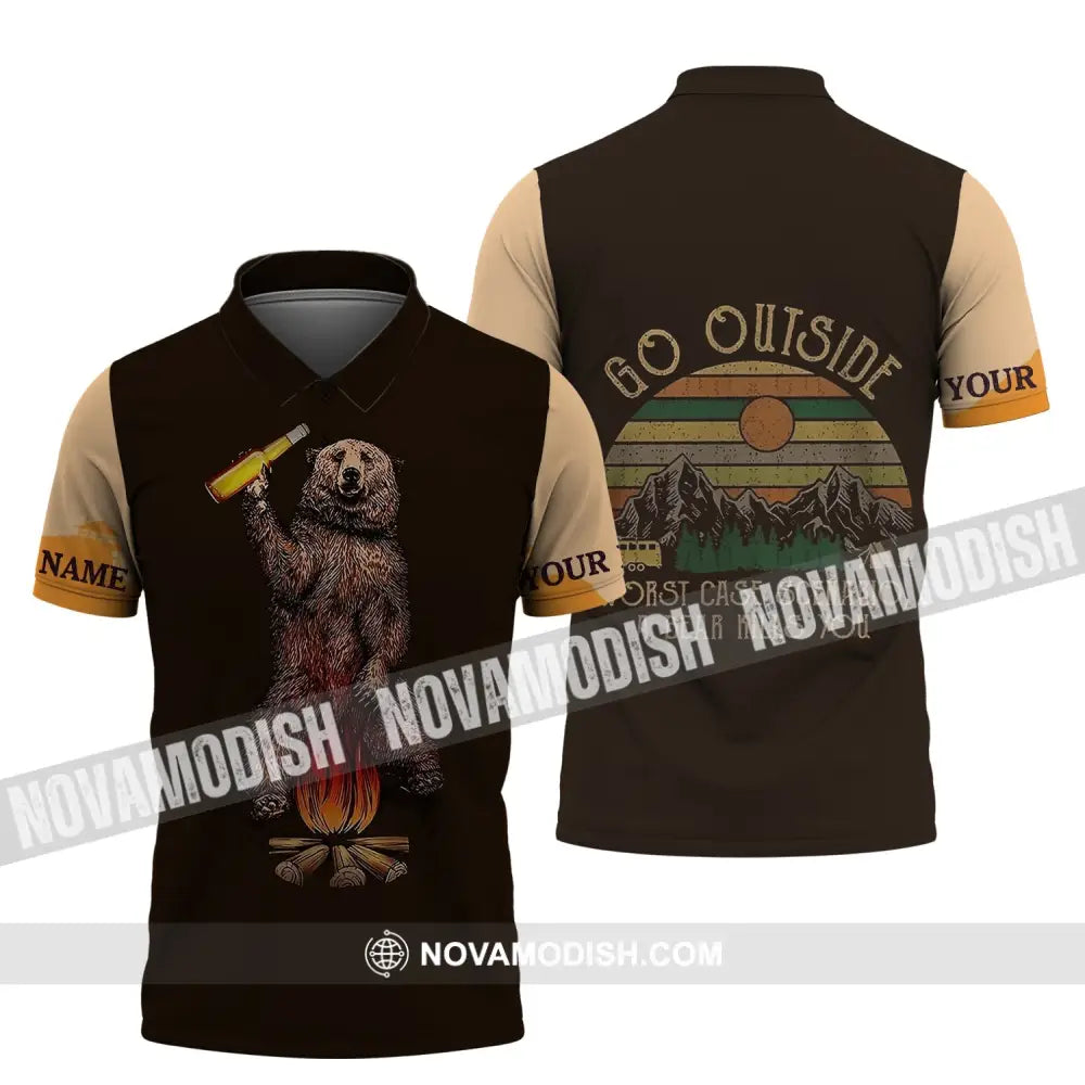 Unisex Shirt - Custom Name Shirt - Go Outside Worst Case Scenario A Bear Kills You Polo Shirt / S T-shirt