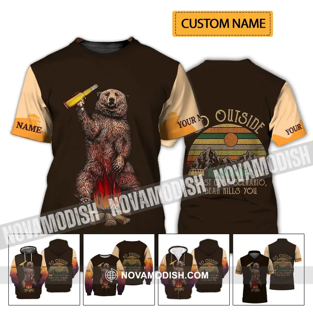 Unisex Shirt - Custom Name Shirt - Go Outside Worst Case Scenario A Bear Kills You T-shirt