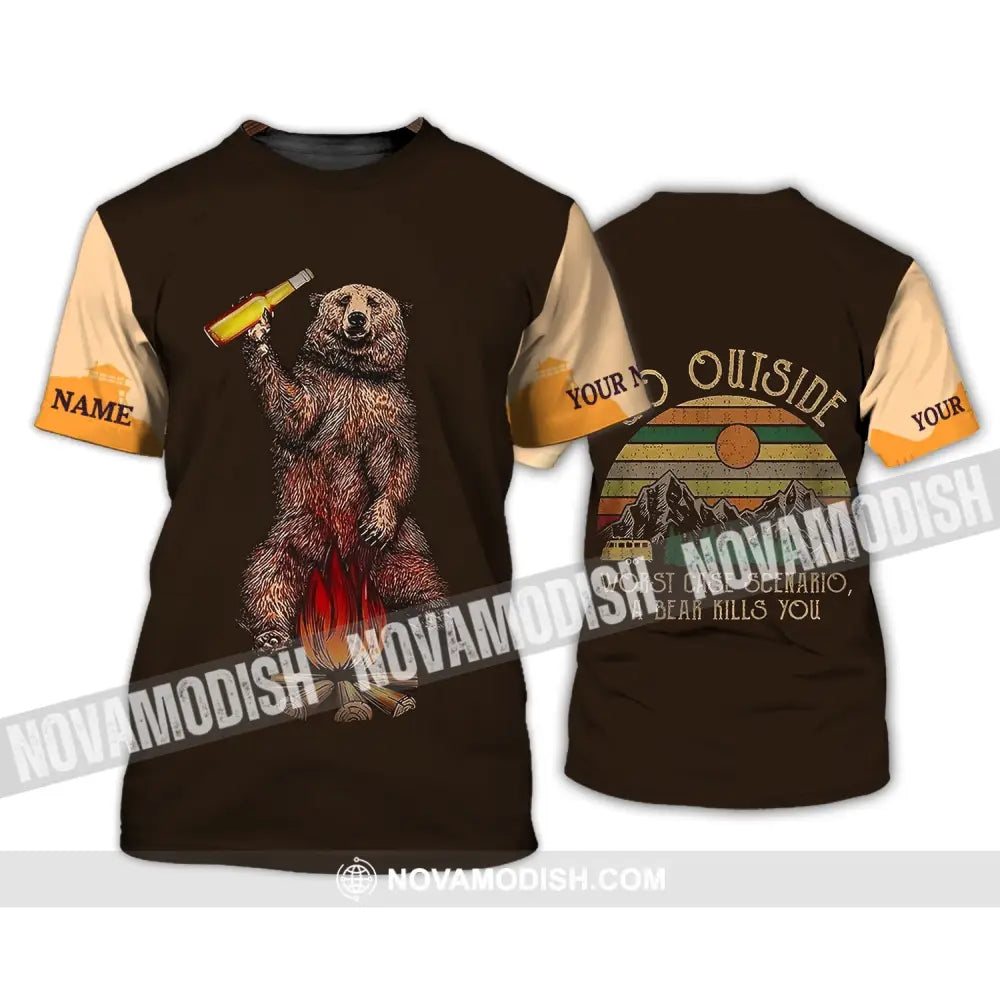Unisex Shirt - Custom Name Shirt - Go Outside Worst Case Scenario A Bear Kills You T-Shirt / S T-shirt