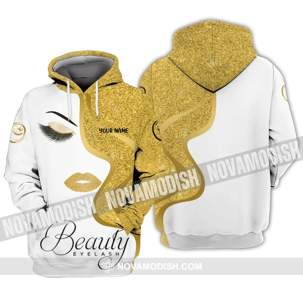 Unisex Shirt - Custom Name Shirt Gold Blink Beautiful Eyelash Hoodie / S T-shirt