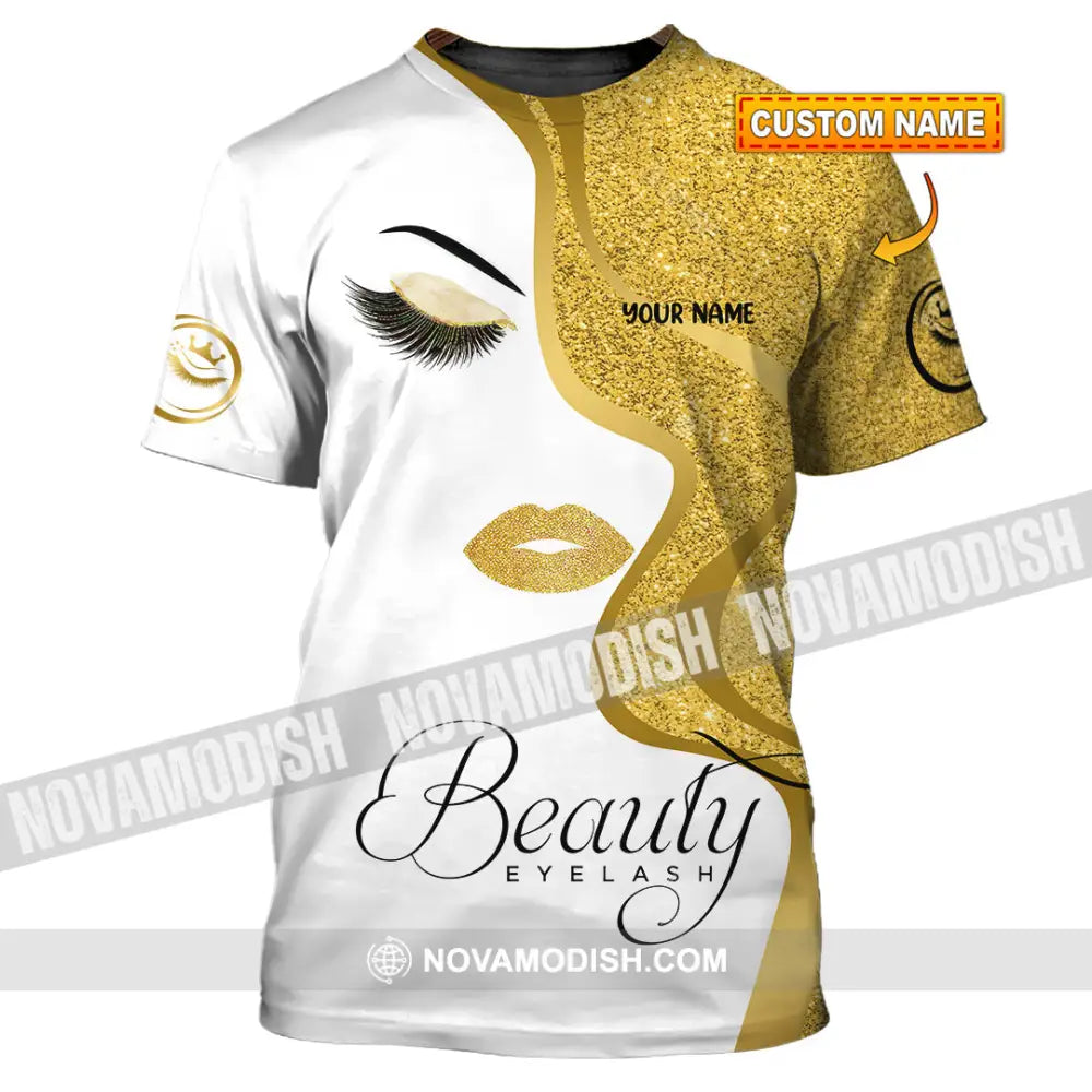 Unisex Shirt - Custom Name Shirt Gold Blink Beautiful Eyelash T-shirt