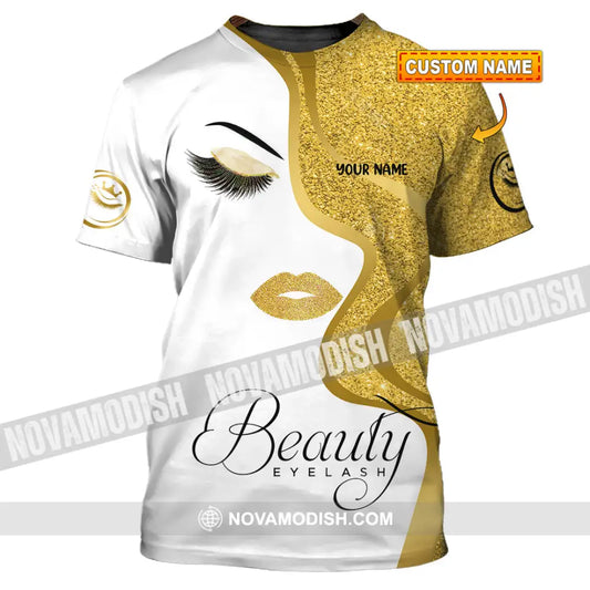 Unisex Shirt - Custom Name Shirt Gold Blink Beautiful Eyelash T-shirt