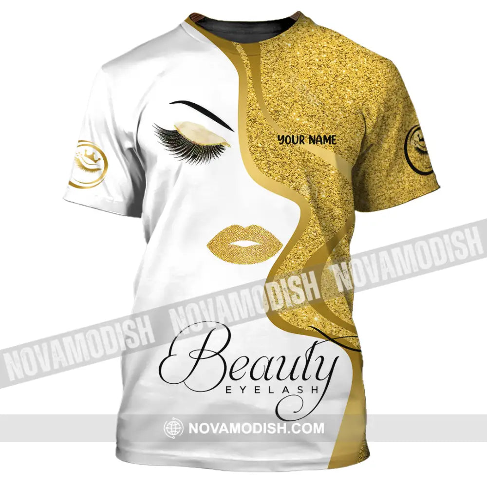 Unisex Shirt - Custom Name Shirt Gold Blink Beautiful Eyelash T-Shirt / S T-shirt