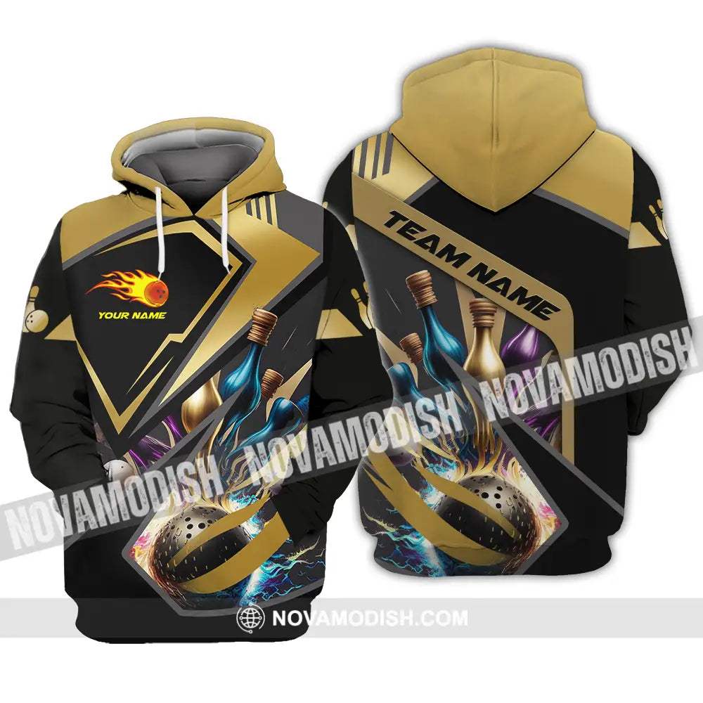Unisex Shirt - Custom Name Shirt Gold Bowling Lover Hoodie / S T-shirt