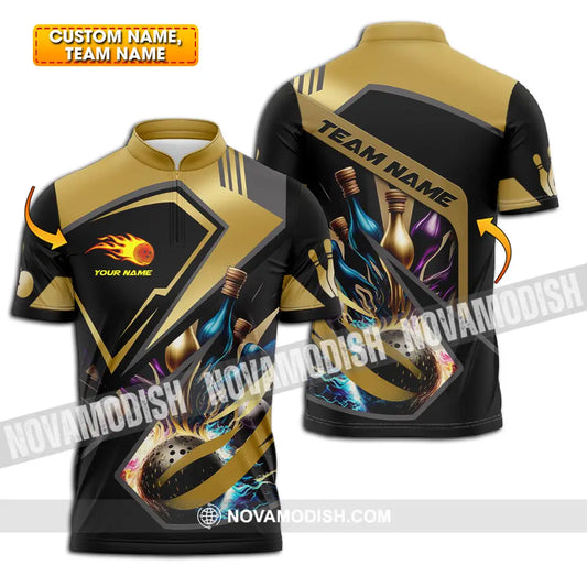 Unisex Shirt - Custom Name Shirt Gold Bowling Lover T-shirt