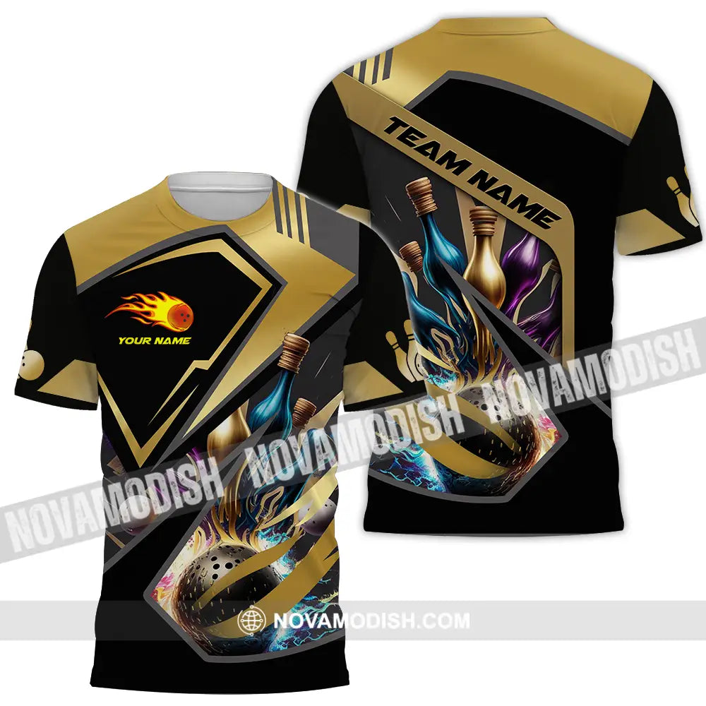 Unisex Shirt - Custom Name Shirt Gold Bowling Lover T-Shirt / S T-shirt