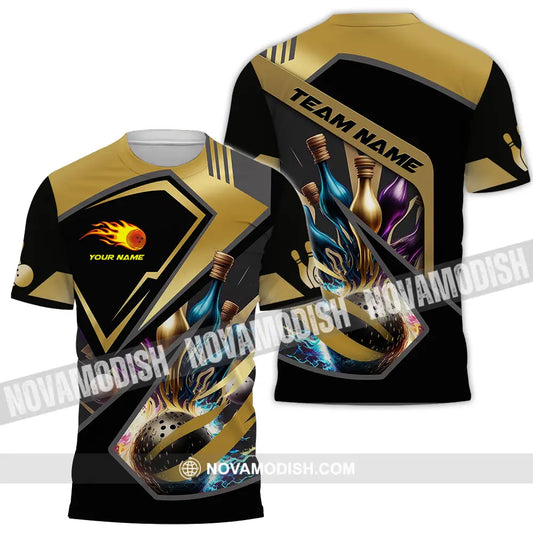 Unisex Shirt - Custom Name Shirt Gold Bowling Lover T-Shirt / S T-shirt