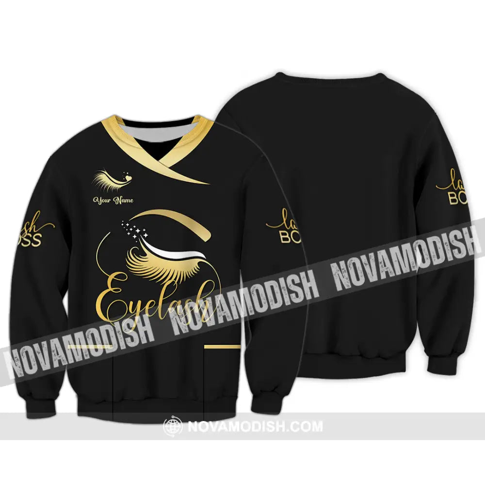 Unisex Shirt - Custom Name Golden Eyelash Shirt Long Sleeve / S T-shirt