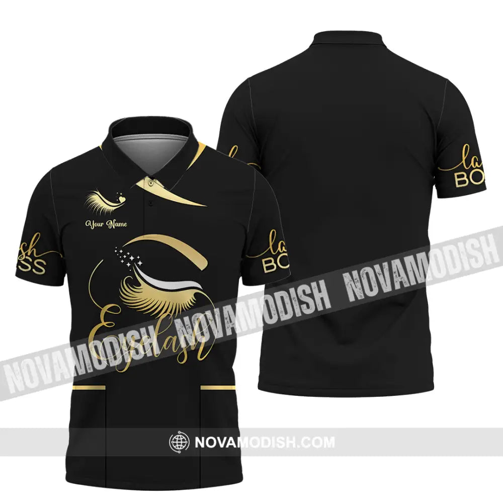 Unisex Shirt - Custom Name Golden Eyelash Shirt Polo Shirt / S T-shirt