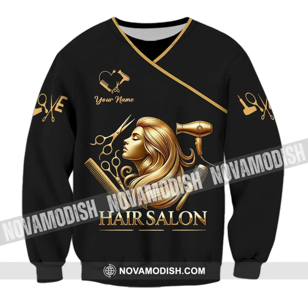 Unisex Shirt - Custom Name Golden Hair Salon Long Sleeve / S T-Shirt