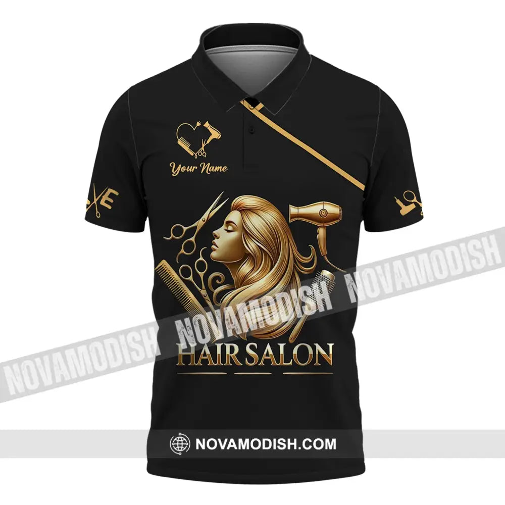 Unisex Shirt - Custom Name Golden Hair Salon Polo / S T-Shirt