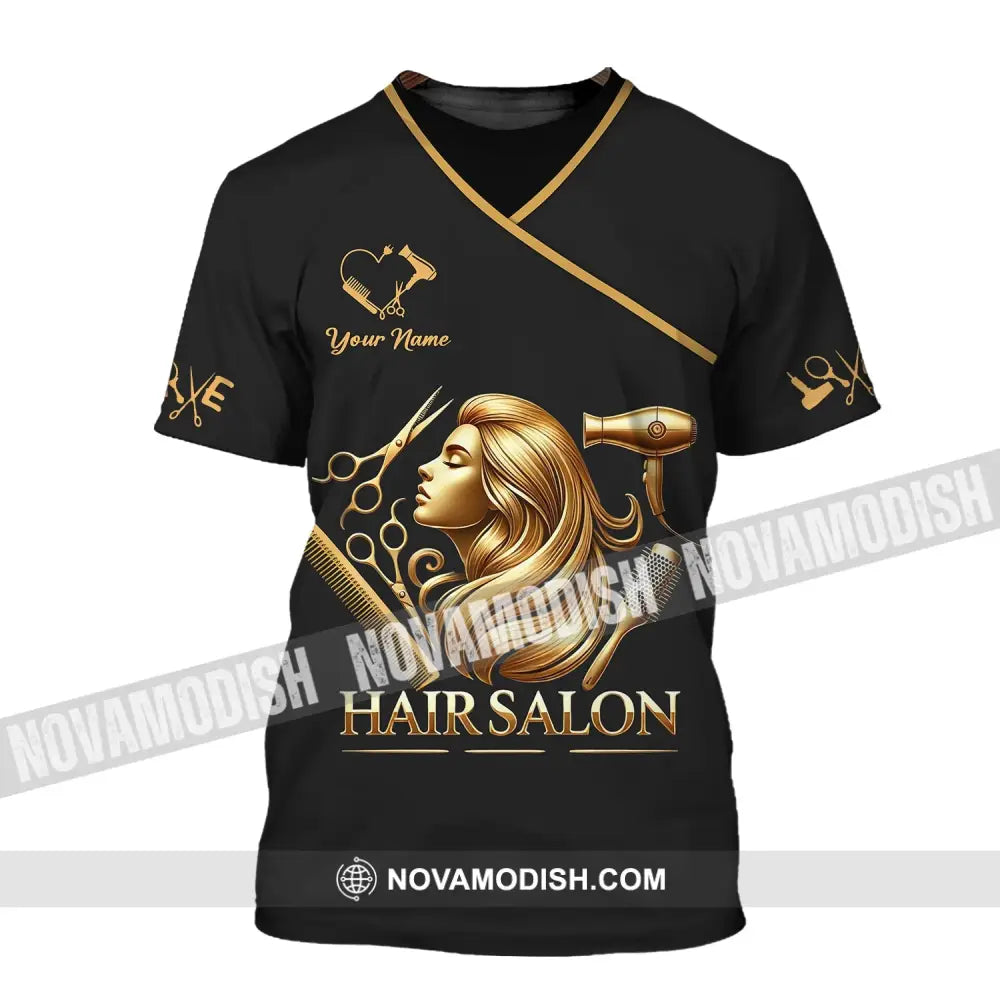 Unisex Shirt - Custom Name Golden Hair Salon T-Shirt / S T-Shirt