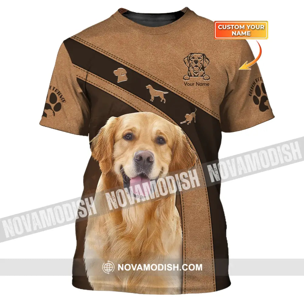 Unisex Shirt Custom Name Golden Retriever T-Shirt For Pet Lovers