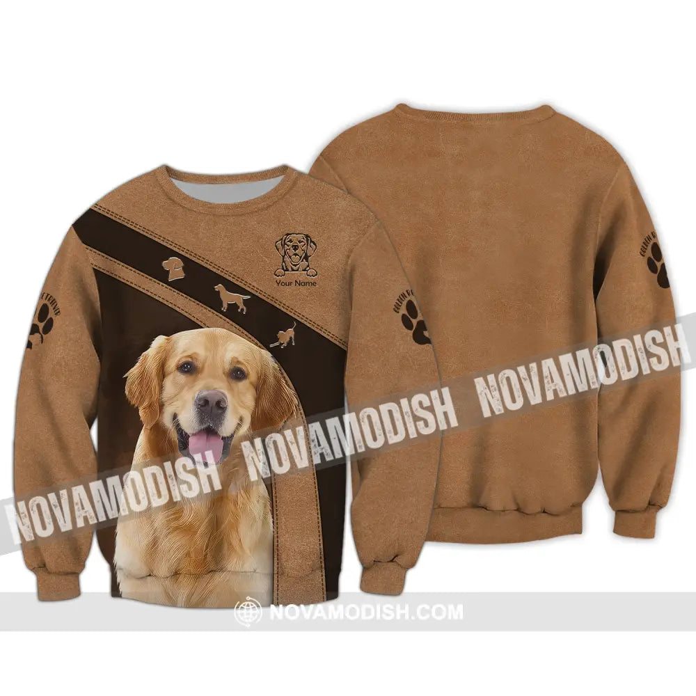 Unisex Shirt Custom Name Golden Retriever T-Shirt For Pet Lovers Long Sleeve / S