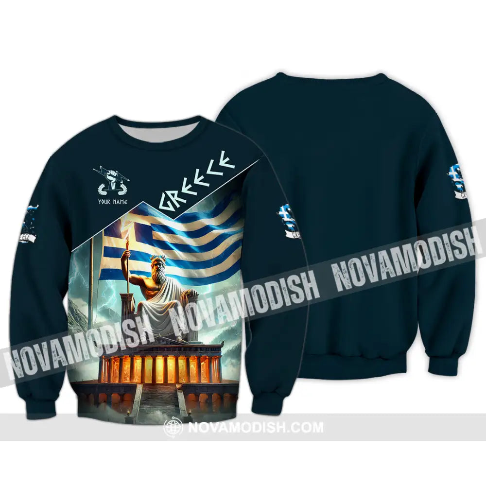 Unisex Shirt Custom Name Greece T-Shirt Lover Gift Long Sleeve / S T-Shirt