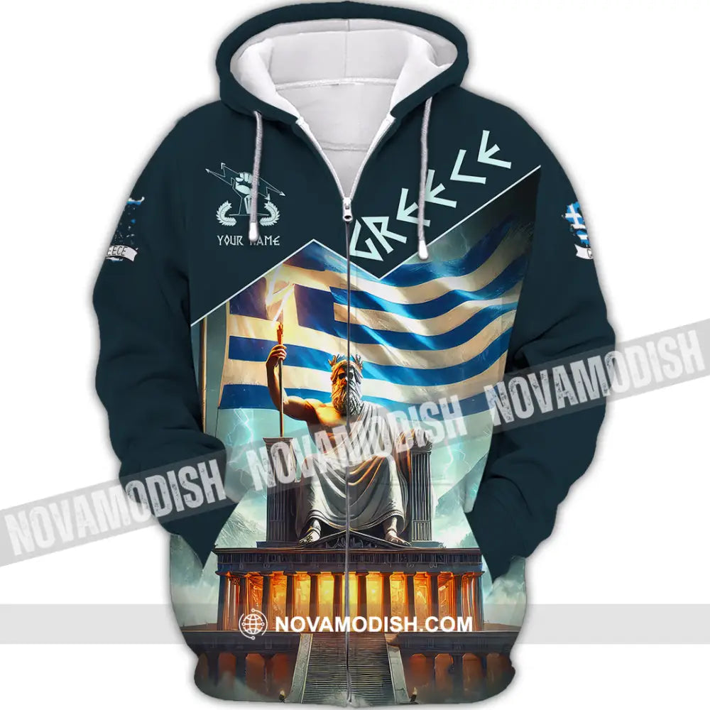 Unisex Shirt Custom Name Greece T-Shirt Lover Gift Zipper Hoodie / S T-Shirt