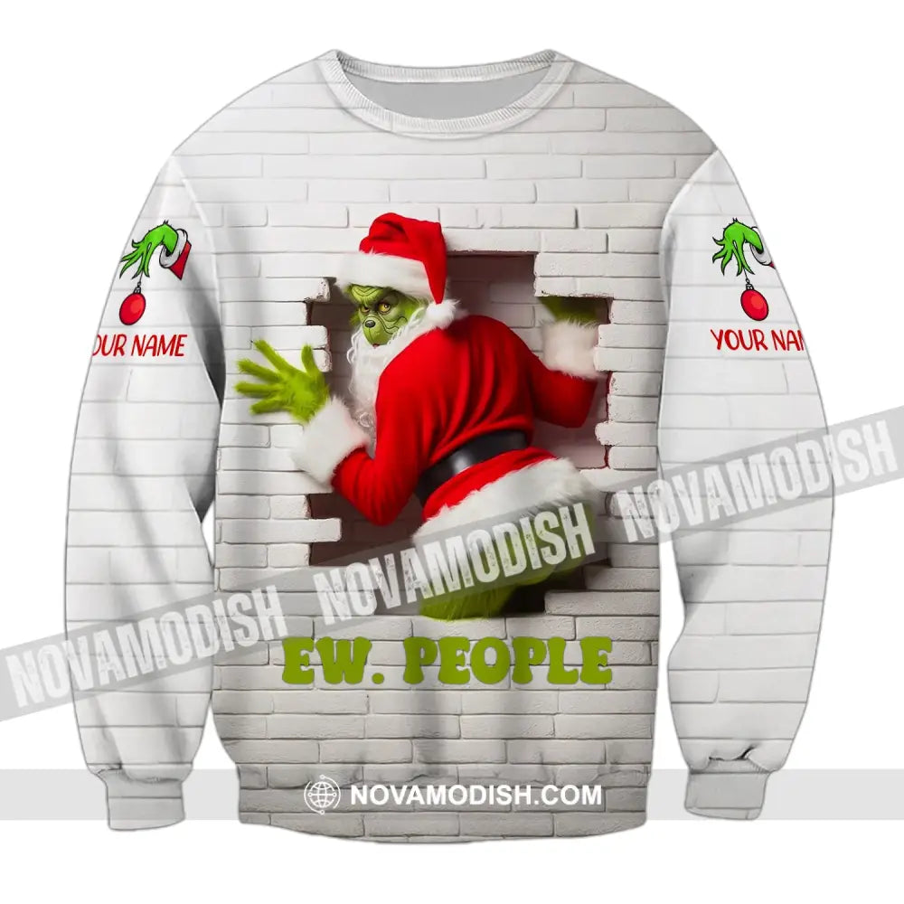 Unisex Shirt Custom Name Grinch Christmas Ew People Gift Long Sleeve / S T-Shirt