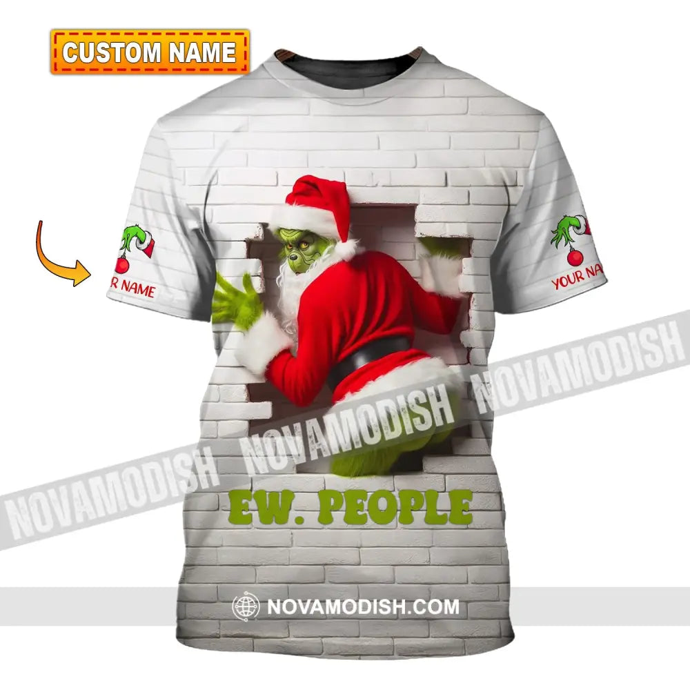 Unisex Shirt Custom Name Grinch Christmas Ew People Gift T-Shirt