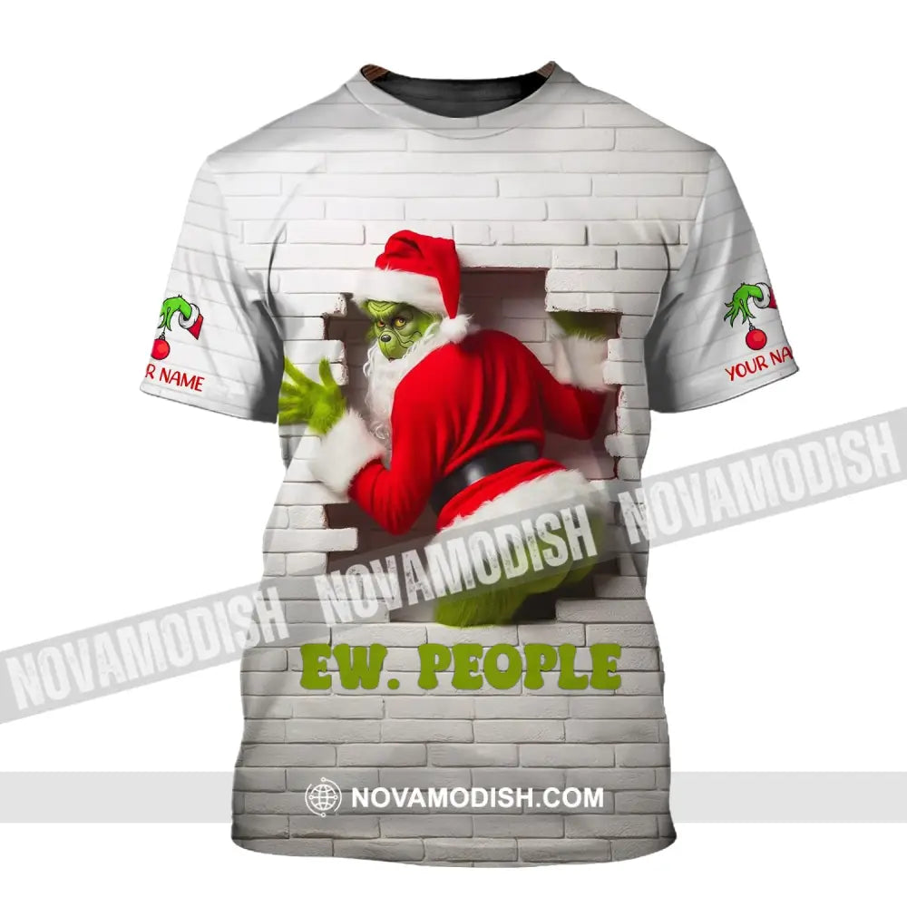 Unisex Shirt Custom Name Grinch Christmas Ew People Gift T-Shirt / S T-Shirt