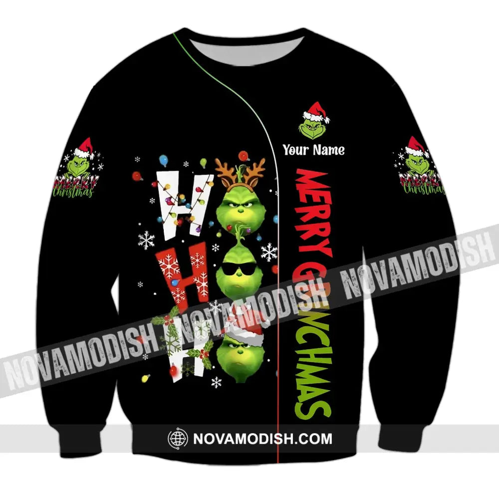 Unisex Shirt Custom Name Grinch Christmas Merry Grinchmas Gift Long Sleeve / S T-Shirt