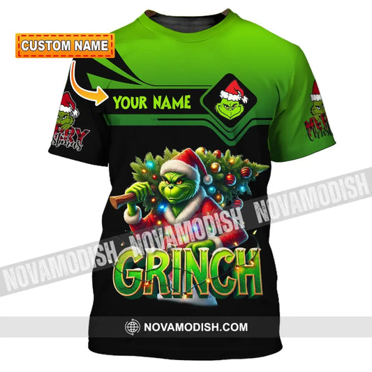 Unisex Shirt Custom Name Grinch Christmas Merry Grinchmas Gift T-Shirt