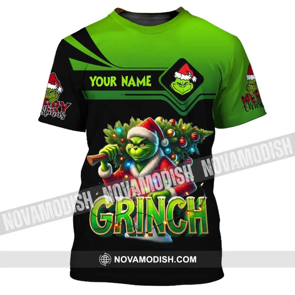 Unisex Shirt Custom Name Grinch Christmas Merry Grinchmas Gift T-Shirt / S T-Shirt