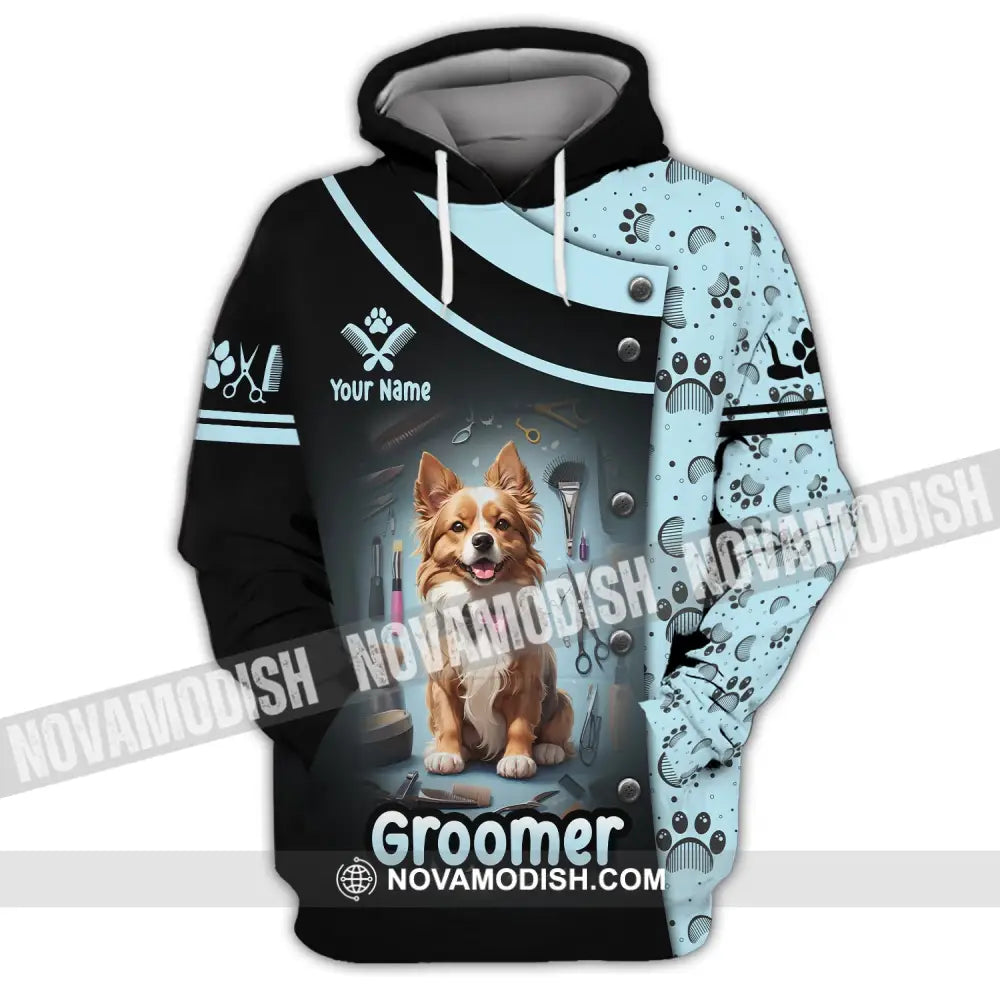 Unisex Shirt Custom Name Groomer Dog Groomers Grooming T-Shirt Hoodie / S