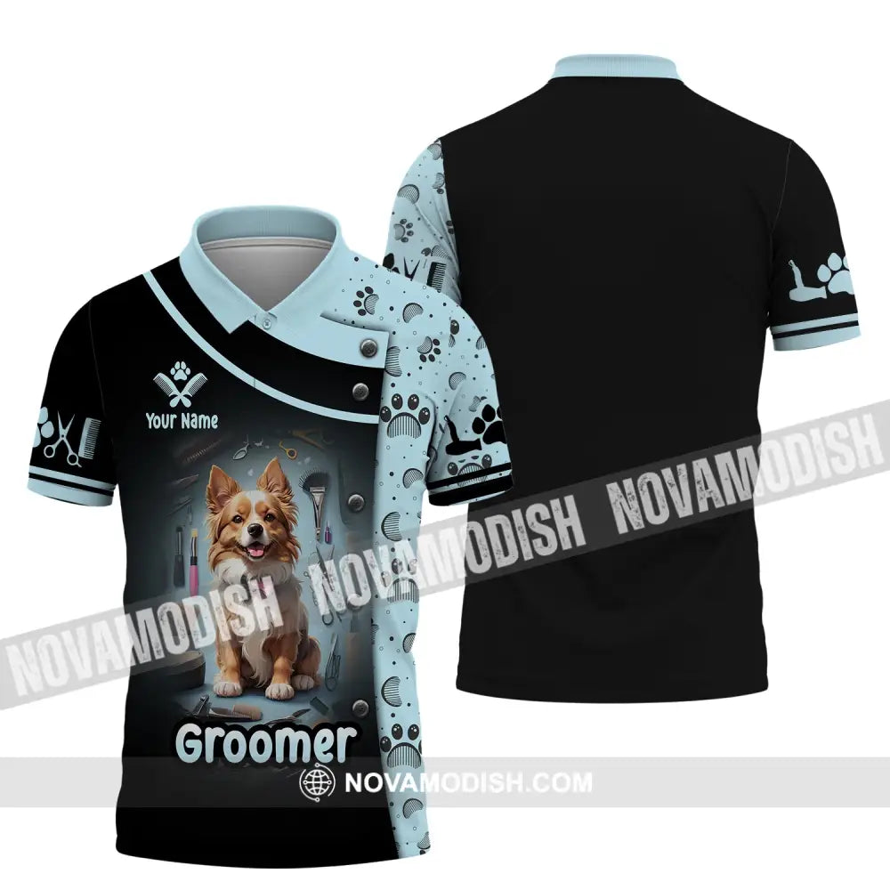 Unisex Shirt Custom Name Groomer Dog Groomers Grooming T-Shirt Polo / S