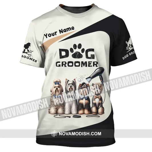 Unisex Shirt Custom Name Groomer Dog Hoodie Pet Grooming T-Shirt / S