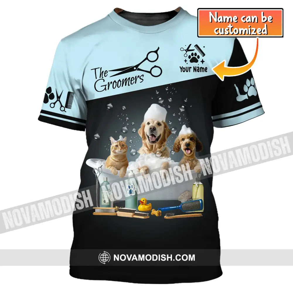 Unisex Shirt Custom Name Groomer Dog Hoodie Polo Grooming T-Shirt