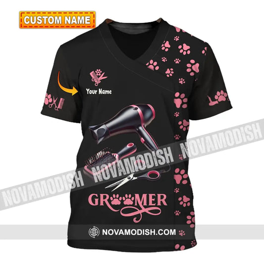 Unisex Shirt Custom Name Groomer Pet Care Apparel Grooming T-Shirt T-Shirt