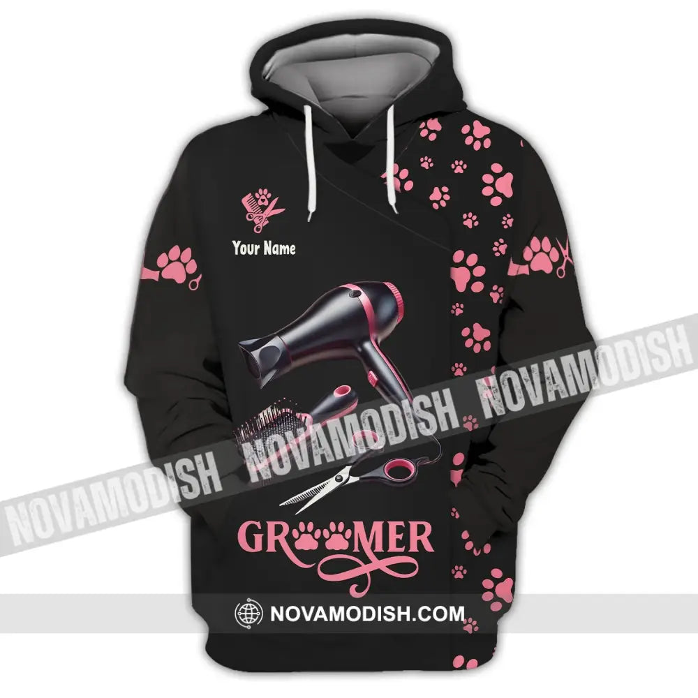 Unisex Shirt Custom Name Groomer Pet Care Apparel Grooming T-Shirt Hoodie / S T-Shirt