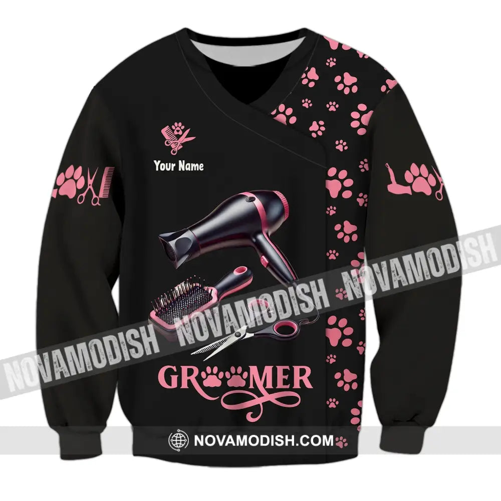 Unisex Shirt Custom Name Groomer Pet Care Apparel Grooming T-Shirt Long Sleeve / S T-Shirt