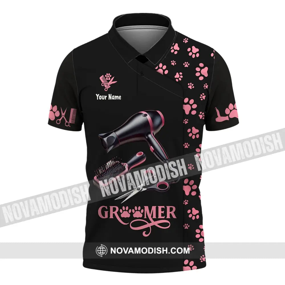 Unisex Shirt Custom Name Groomer Pet Care Apparel Grooming T-Shirt Polo / S T-Shirt