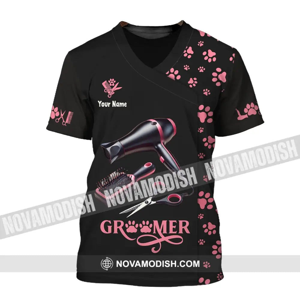 Unisex Shirt Custom Name Groomer Pet Care Apparel Grooming T-Shirt / S T-Shirt