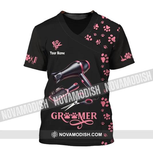 Unisex Shirt Custom Name Groomer Pet Care Apparel Grooming T-Shirt / S T-Shirt