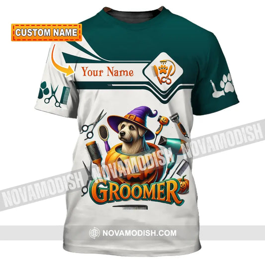 Unisex Shirt Custom Name Groomer Pet Grooming T-Shirt Hoodie Long Sleeve T-Shirt