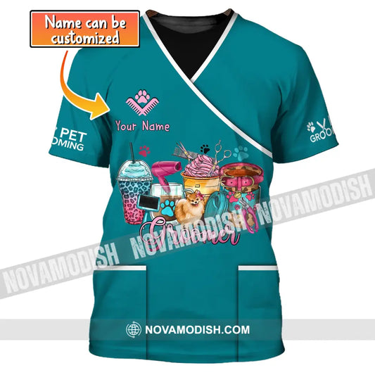 Unisex Shirt Custom Name Groomer Pet Hoodie Grooming T-Shirt