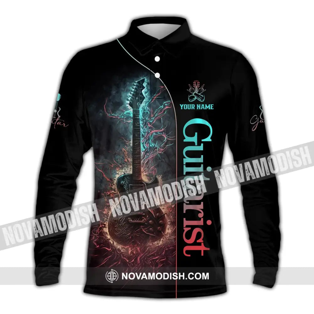 Unisex Shirt Custom Name Guitarist Guitar Lover Gift Long Sleeve Polo / S T-Shirt