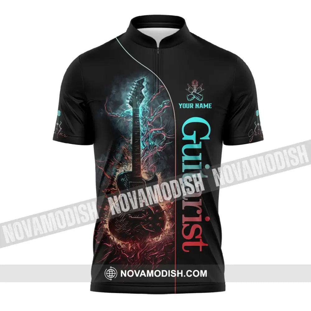 Unisex Shirt Custom Name Guitarist Guitar Lover Gift Zipper Polo / S T-Shirt