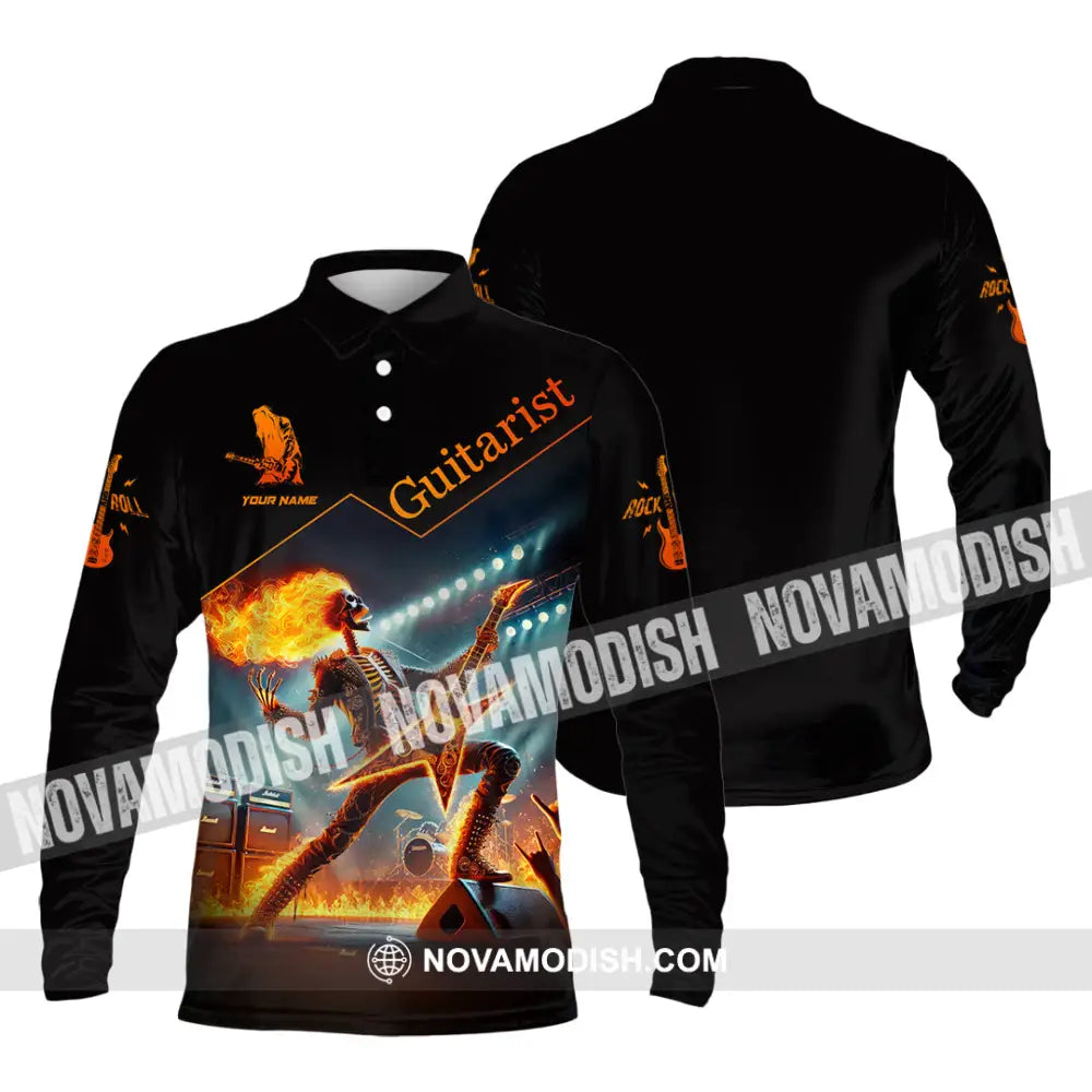 Unisex Shirt Custom Name Guitarist Love T-Shirt Long Sleeve Polo / S T-Shirt