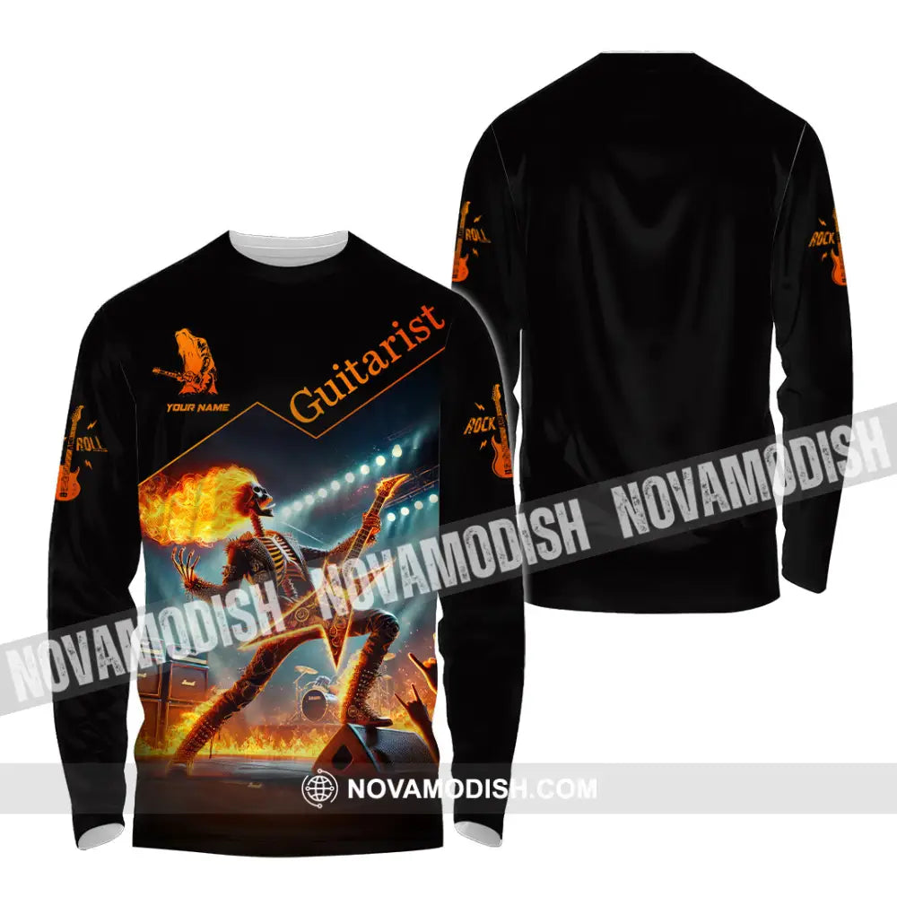 Unisex Shirt Custom Name Guitarist Love T-Shirt Long Sleeve / S T-Shirt