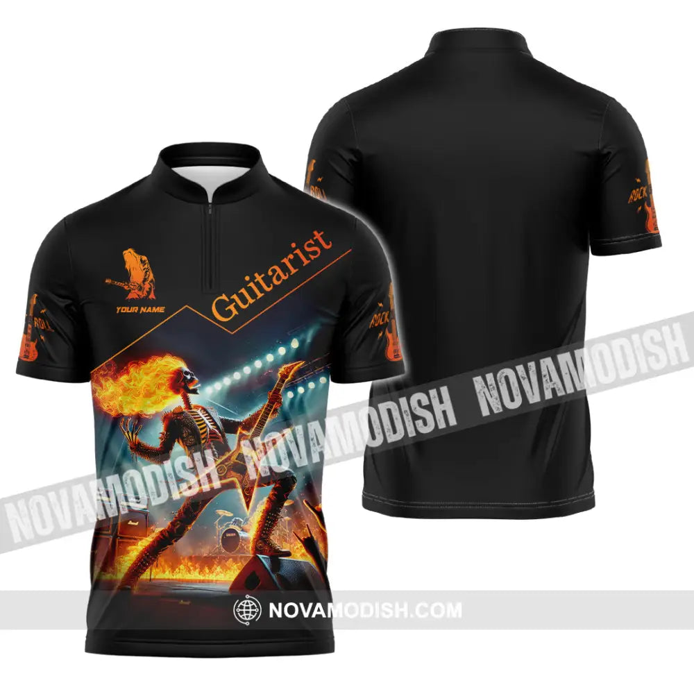 Unisex Shirt Custom Name Guitarist Love T-Shirt Zipper Polo / S T-Shirt